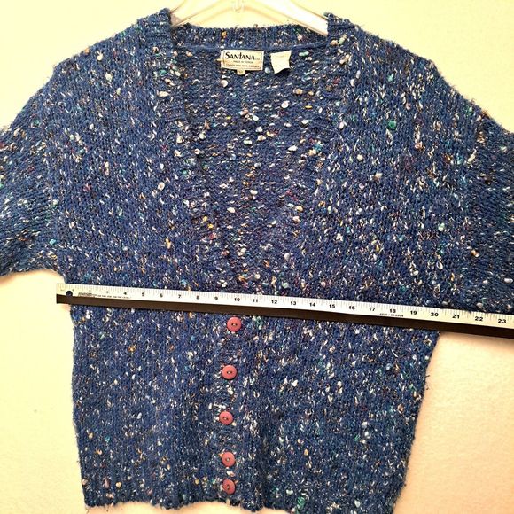 Santana Novelty Sweater Cardigan Blue Speckle Wool Blend Chunky Grandma … - Picture 7 of 10